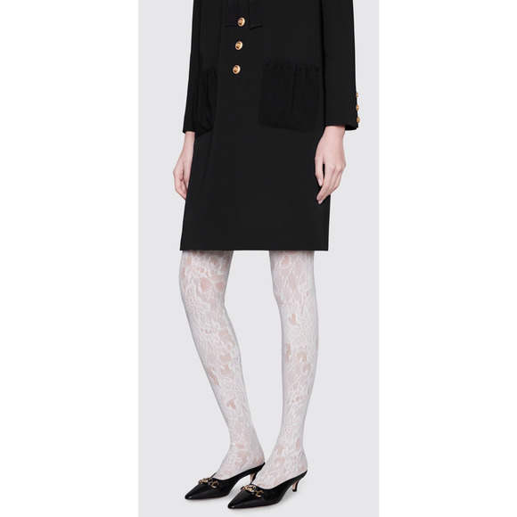 Gucci Zumi Black Leather Silver Gold GG Kitten Heel Mule Slide Loafer Pump 37 - Picture 5 of 12